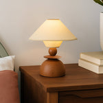 Solvane Sculptural Wood Table Lamp with Fabric Shade