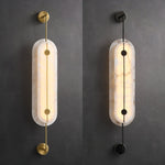 Solvane Alabaster Wall Sconce – Modern Brass LED Wall Light
