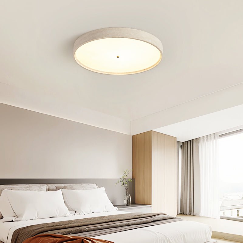 Solvara Disc Travertine Ceiling Light in Yellow Stone