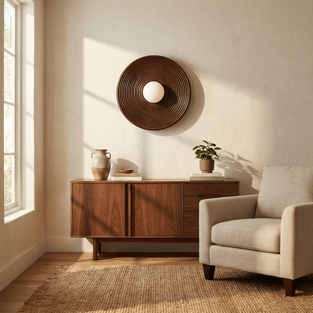 Solvara Ripple Wood Wall Sconce – Modern Sculptural Lighting