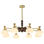 Solviento Modern Brass and Wood Chandelier with Glass Globes