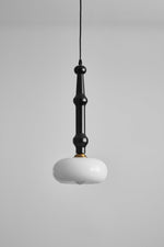 Solvra Modern Wood and Amber Glass Pendant Light for Dining Room
