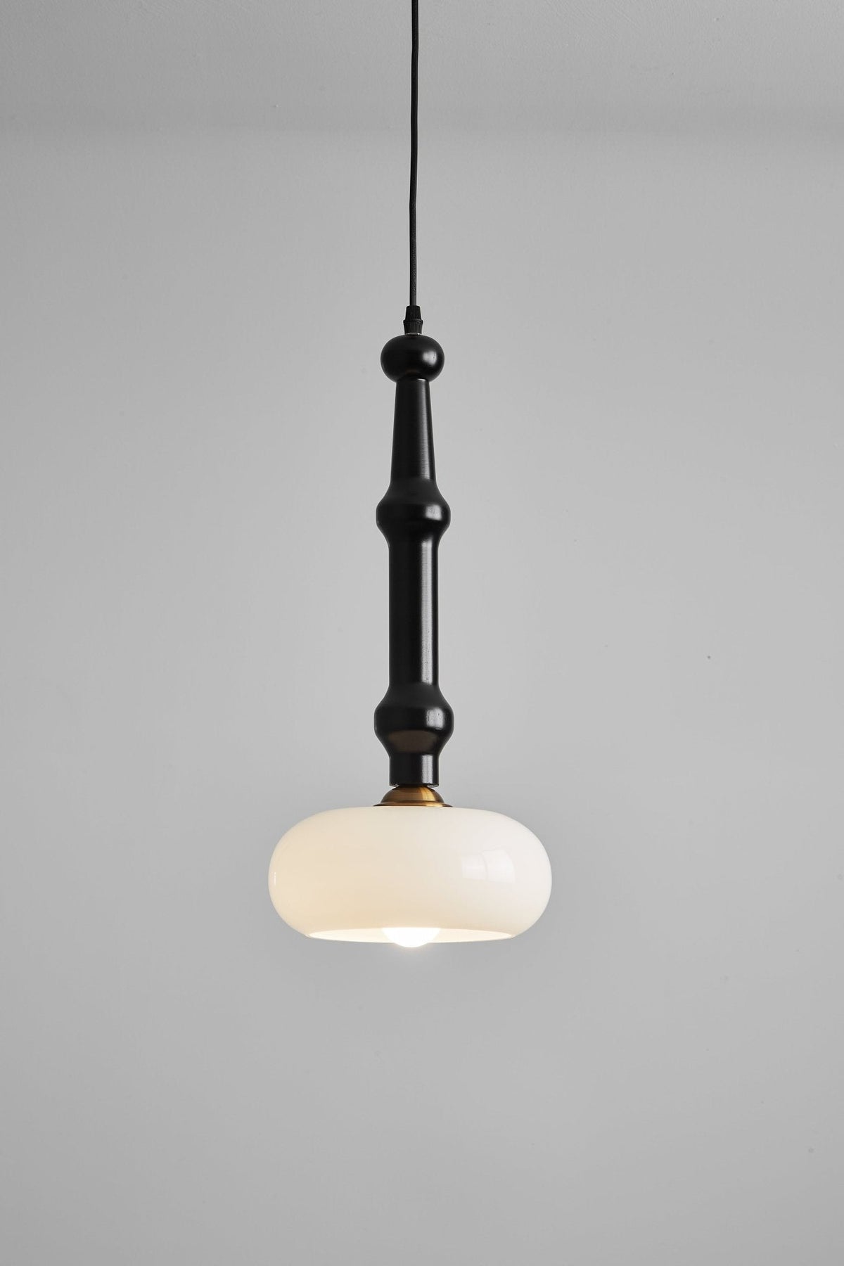Solvra Modern Wood and Amber Glass Pendant Light for Dining Room