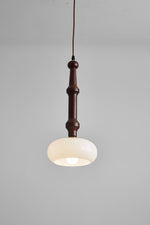 Solvra Modern Wood and Amber Glass Pendant Light for Dining Room
