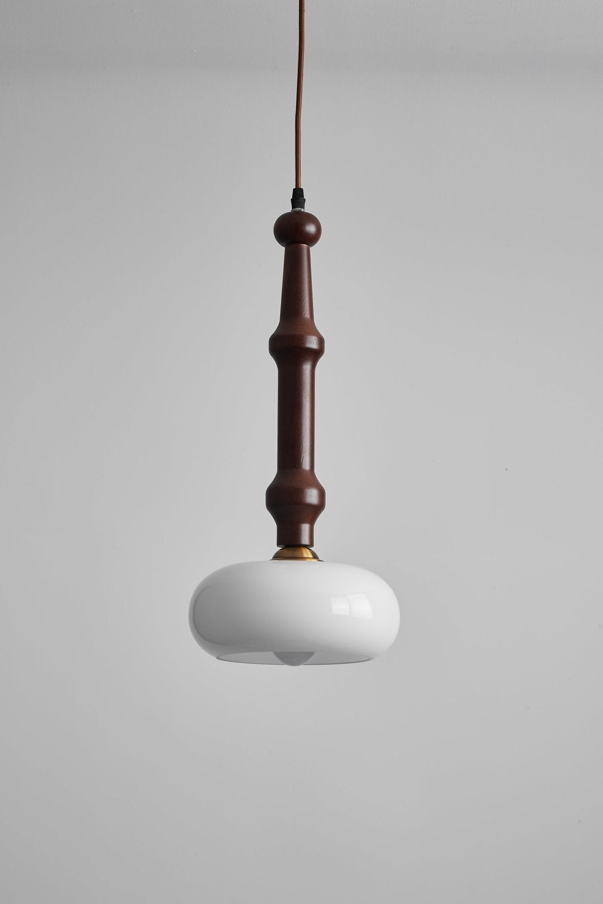 Solvra Modern Wood and Amber Glass Pendant Light for Dining Room