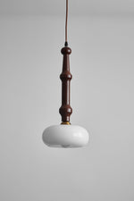 Solvra Modern Wood and Amber Glass Pendant Light for Dining Room