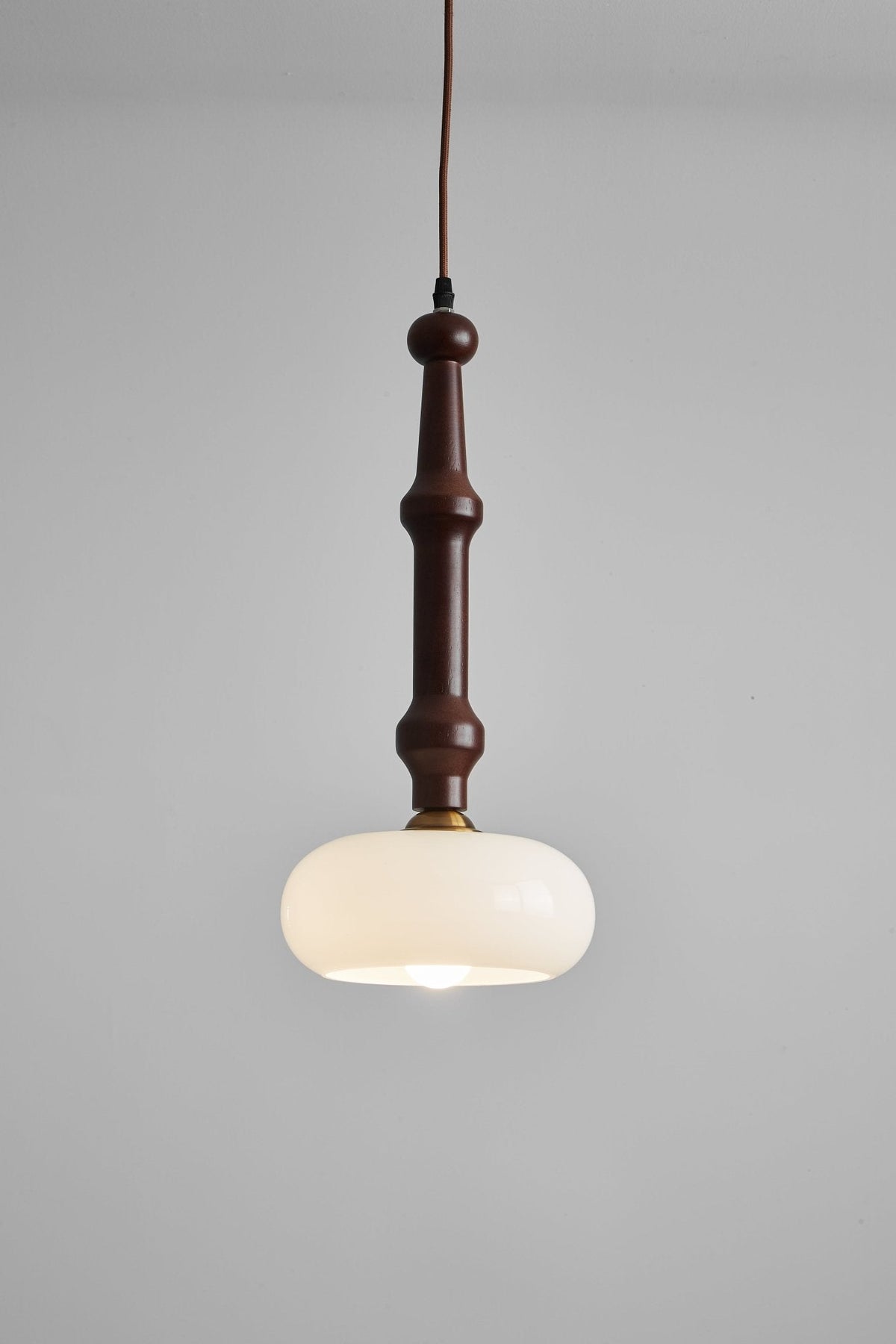 Solvra Modern Wood and Amber Glass Pendant Light for Dining Room