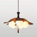 Solyntha Wooden Petal Pendant Light with Glass Orbs for Dining Room