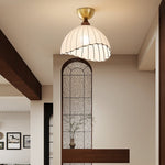 Sona Fabric Dome Ceiling Light in Walnut and Gold