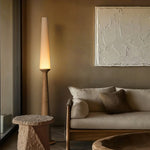 Sora Totem Floor Lamp — Sculptural Solid Wood Base with Fabric Shade