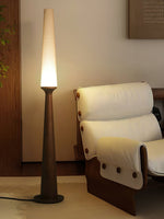 Sora Totem Floor Lamp — Sculptural Solid Wood Base with Fabric Shade