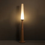 Sora Totem Floor Lamp — Sculptural Solid Wood Base with Fabric Shade