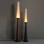 Sora Totem Floor Lamp — Sculptural Solid Wood Base with Fabric Shade