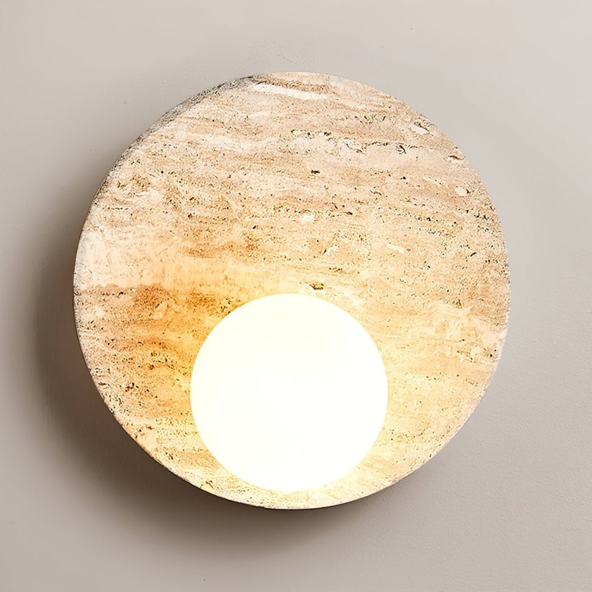 Sorella Travertine Wall Sconce with Opal Glass Globe