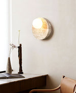 Sorella Travertine Wall Sconce with Opal Glass Globe