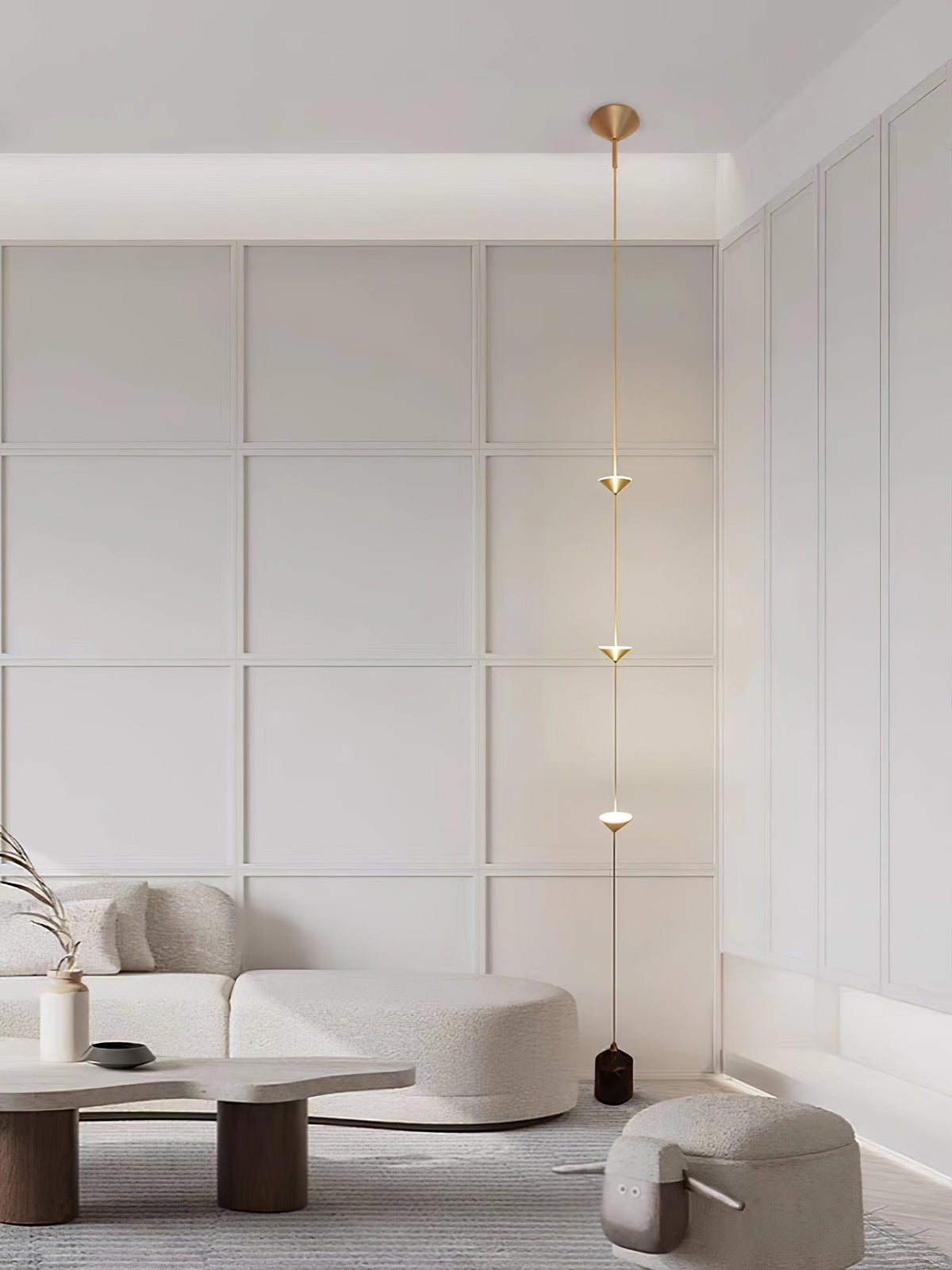 Soreluna LED Linear Pendant Light with Marble Counterweight