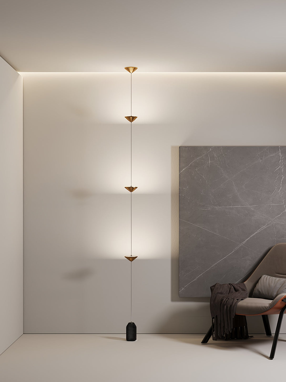 Soreluna LED Linear Pendant Light with Marble Counterweight