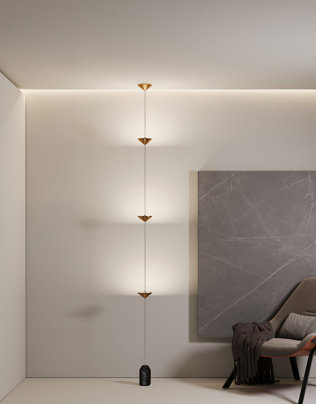 Soreluna LED Linear Pendant Light with Marble Counterweight