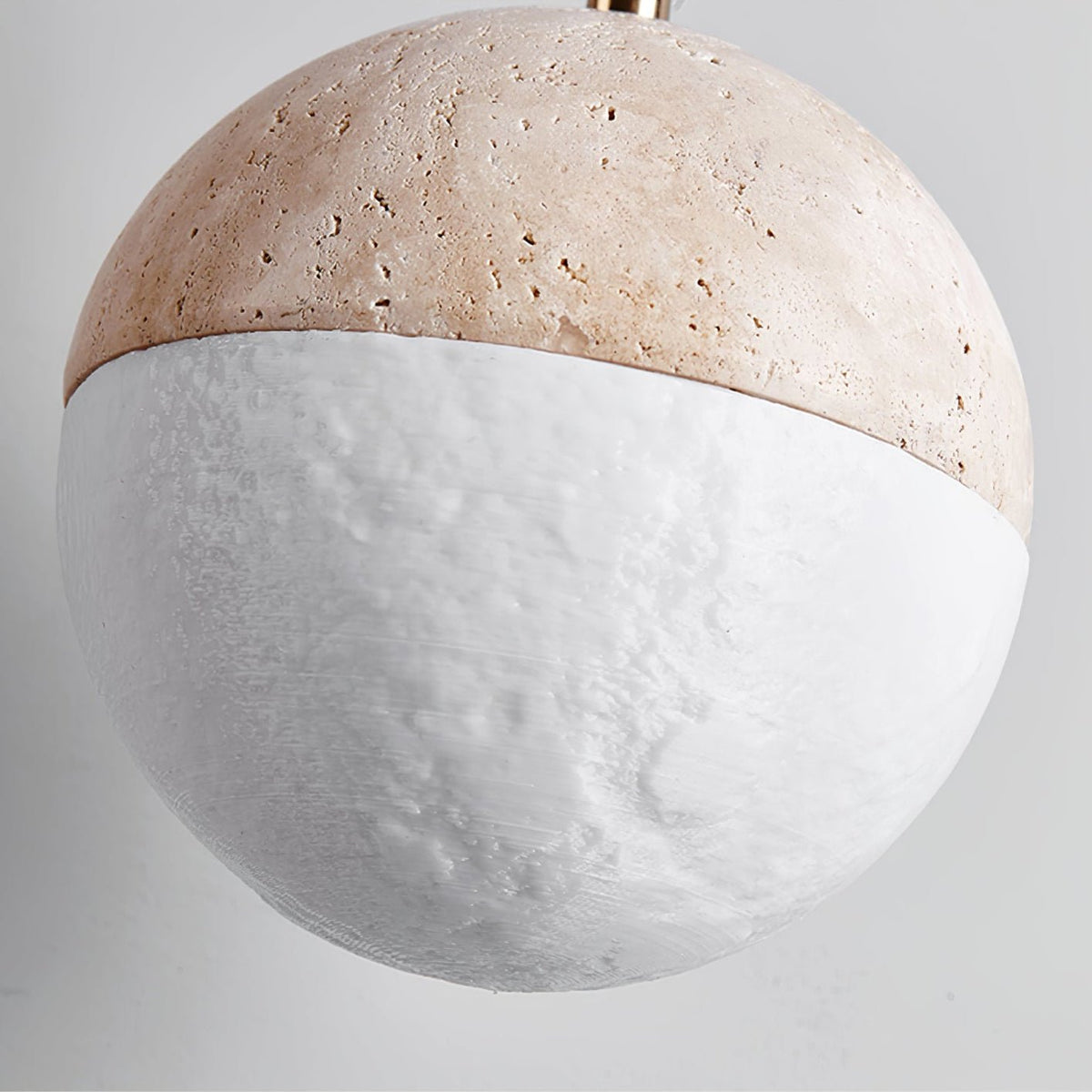 Soren Travertine Pendant Light – Natural Stone & Opal Glass Sphere
