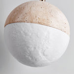 Soren Travertine Pendant Light – Natural Stone & Opal Glass Sphere