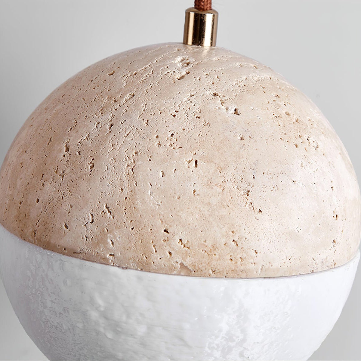 Soren Travertine Pendant Light – Natural Stone & Opal Glass Sphere