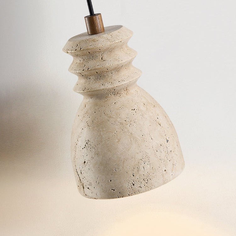 Sorenna Pendant Light in Yellow Travertine | Modern Organic Designer Lamp