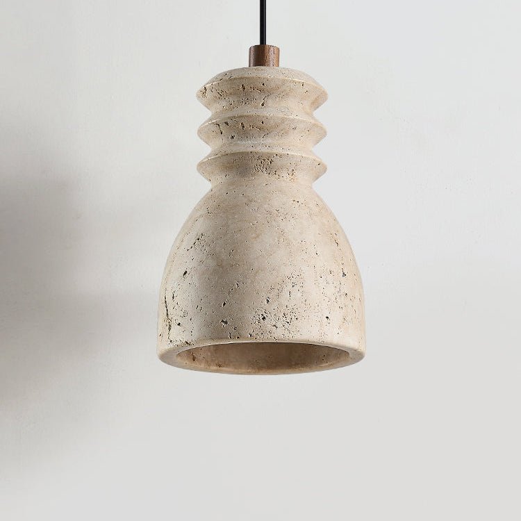 Sorenna Pendant Light in Yellow Travertine | Modern Organic Designer Lamp