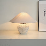 Speckled Ceramic Table Lamp with Fabric Shade for Bedroom & Living Room