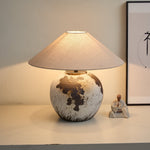 Speckled Globe Ceramic Table Lamp — Artisanal Wabi-Sabi Accent Light