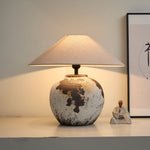 Speckled Globe Ceramic Table Lamp — Artisanal Wabi-Sabi Accent Light