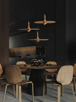 Spindle Disc Wood Pendant Light – Modern Minimalist Ceiling Lamp