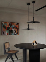Spindle Disc Wood Pendant Light – Modern Minimalist Ceiling Lamp