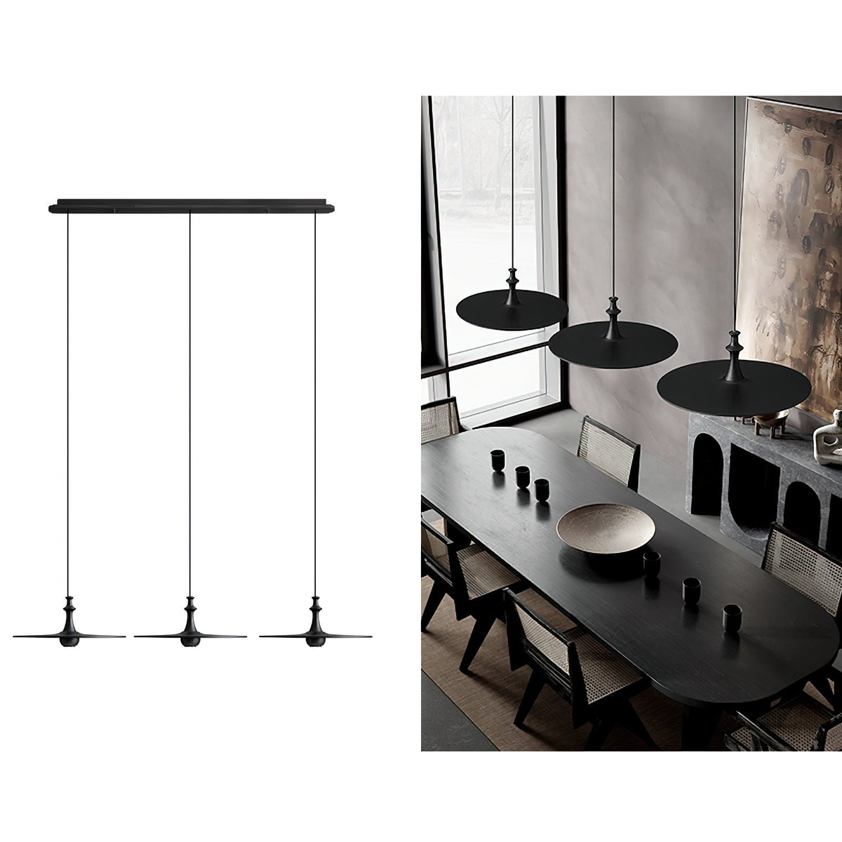 Spindle Disc Wood Pendant Light – Modern Minimalist Ceiling Lamp