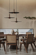 Spindle Disc Wood Pendant Light – Modern Minimalist Ceiling Lamp