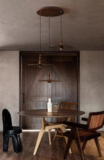 Spindle Disc Wood Pendant Light – Modern Minimalist Ceiling Lamp