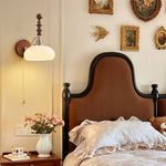 Spindlecrest Wall Sconce with Opal Glass Shade and Walnut Wood Backplate