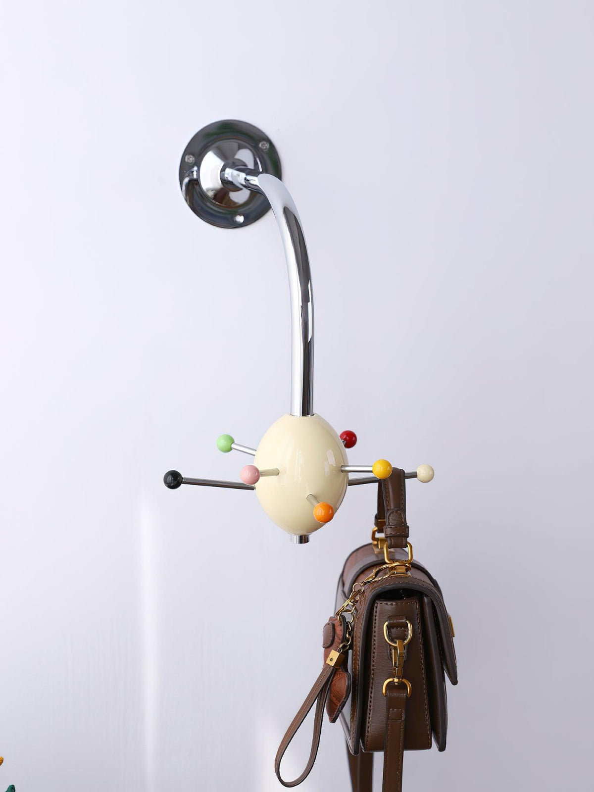 Sputnik Wall-Mounted Coat Rack in Chrome and Iron