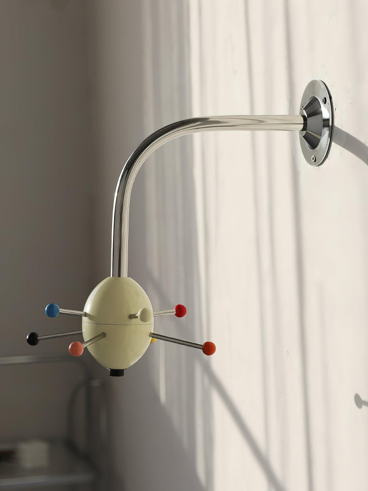 Sputnik Wall-Mounted Coat Rack in Chrome and Iron
