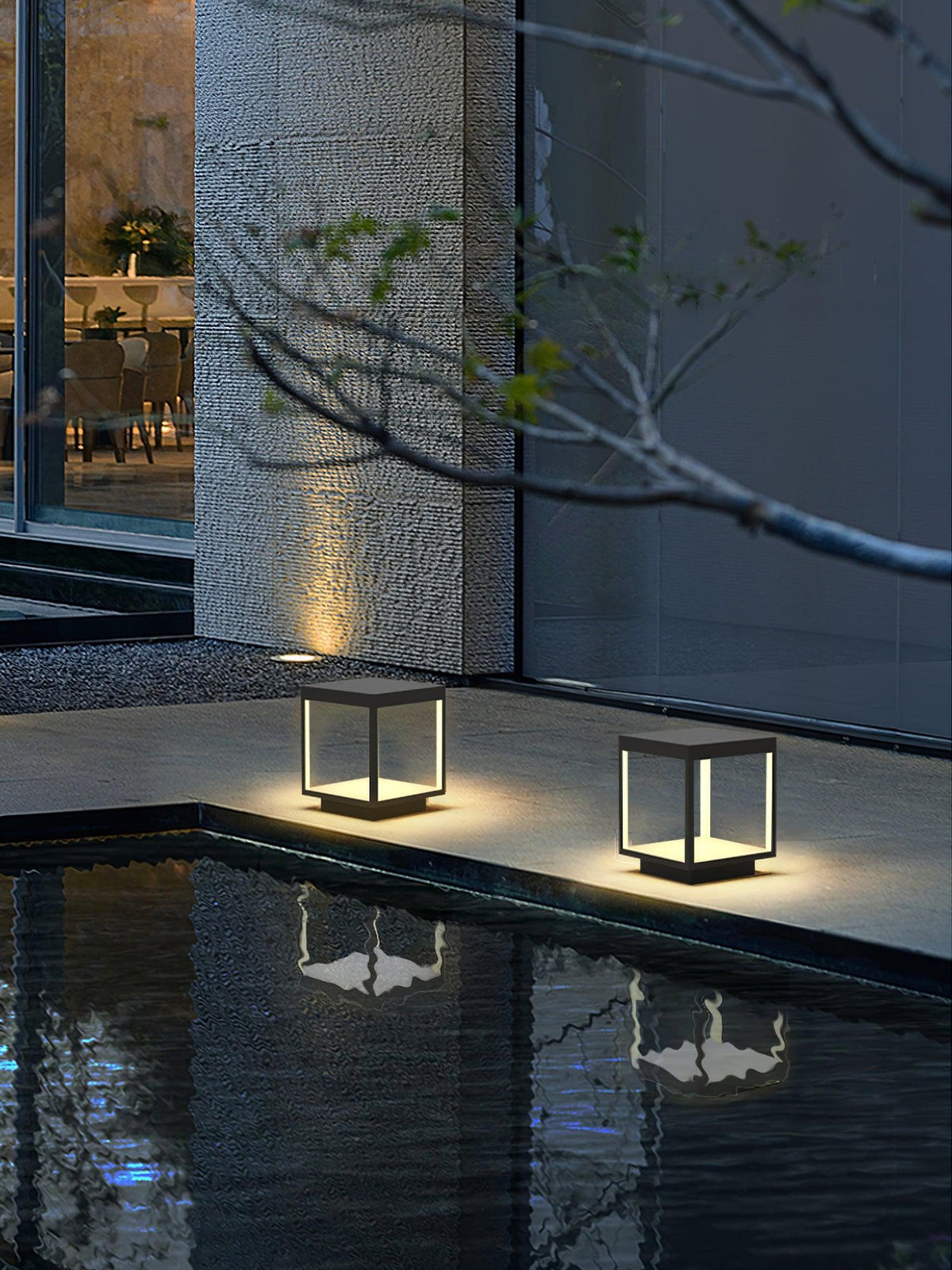 Solar Square Frame Post Light – Modern Waterproof LED Garden Lamp
