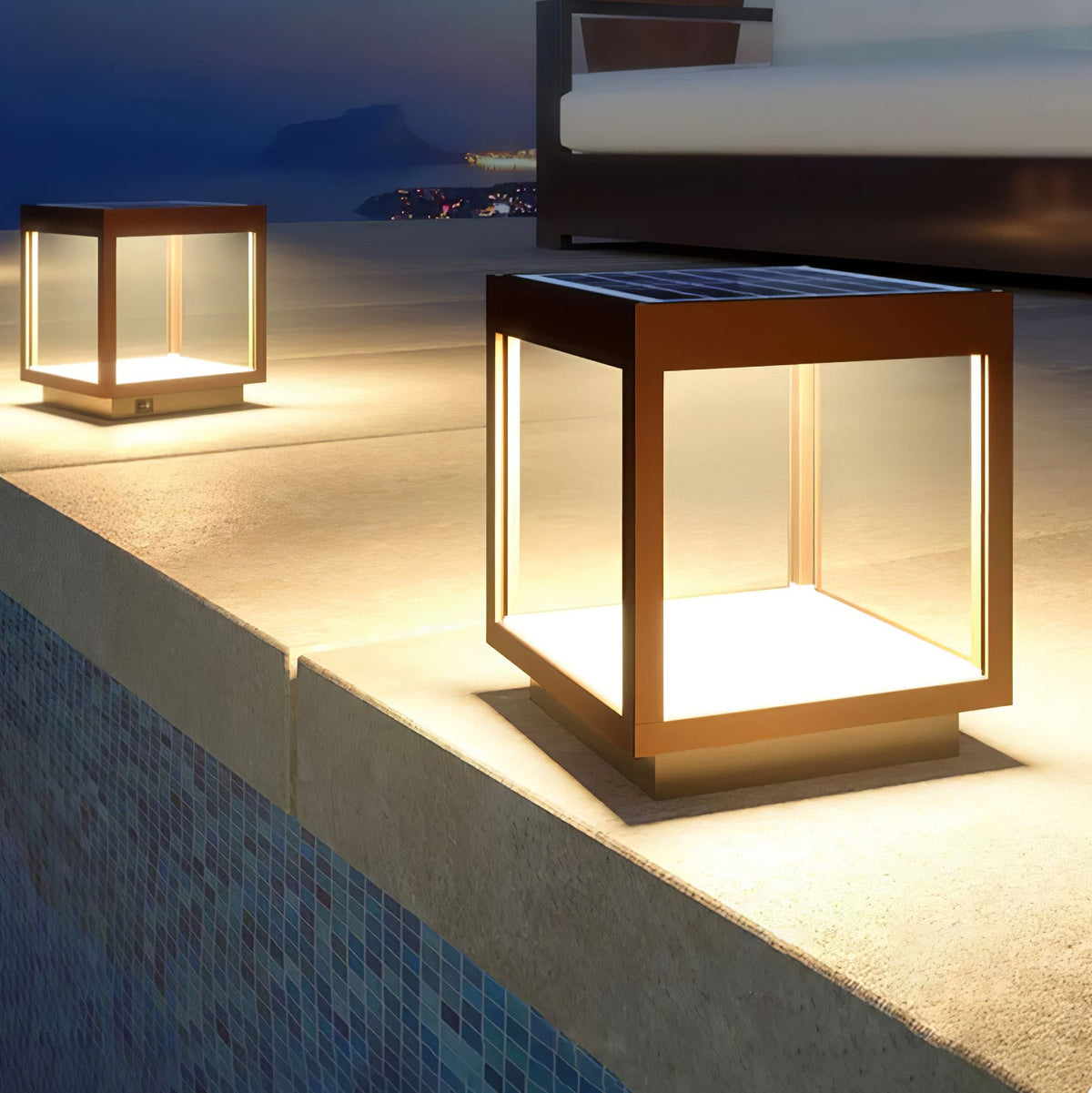 Solar Square Frame Post Light – Modern Waterproof LED Garden Lamp