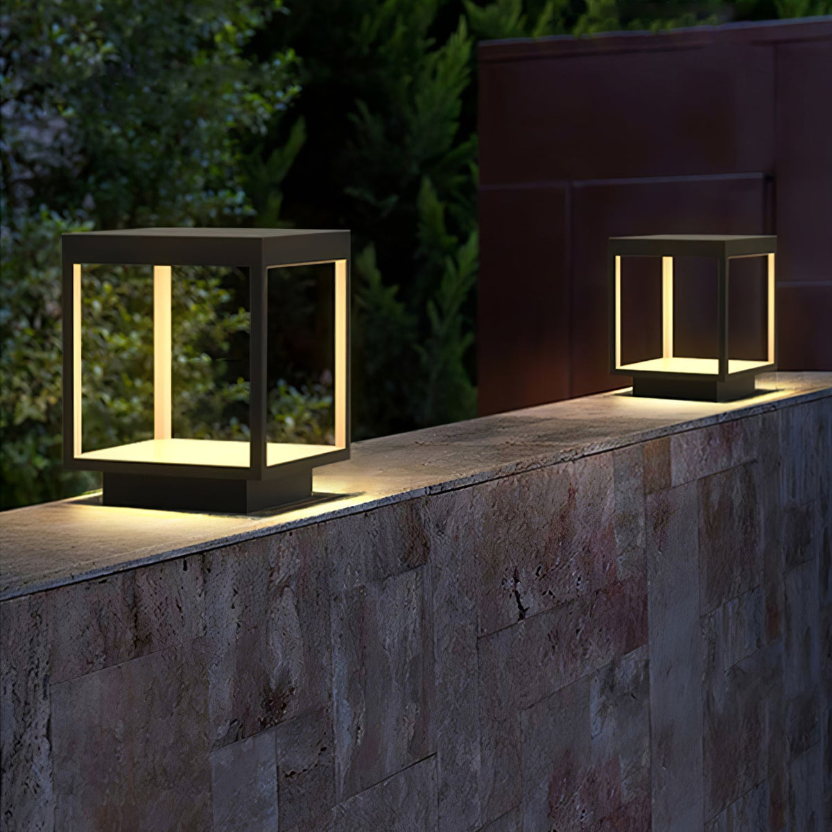 Solar Square Frame Post Light – Modern Waterproof LED Garden Lamp