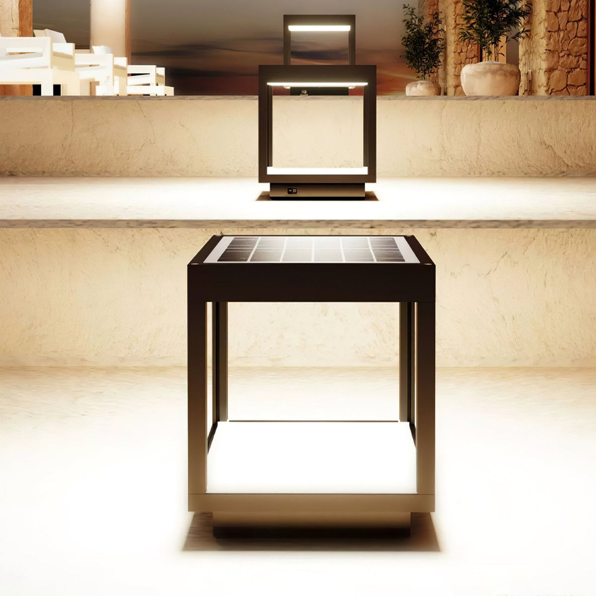 Solar Square Frame Post Light – Modern Waterproof LED Garden Lamp
