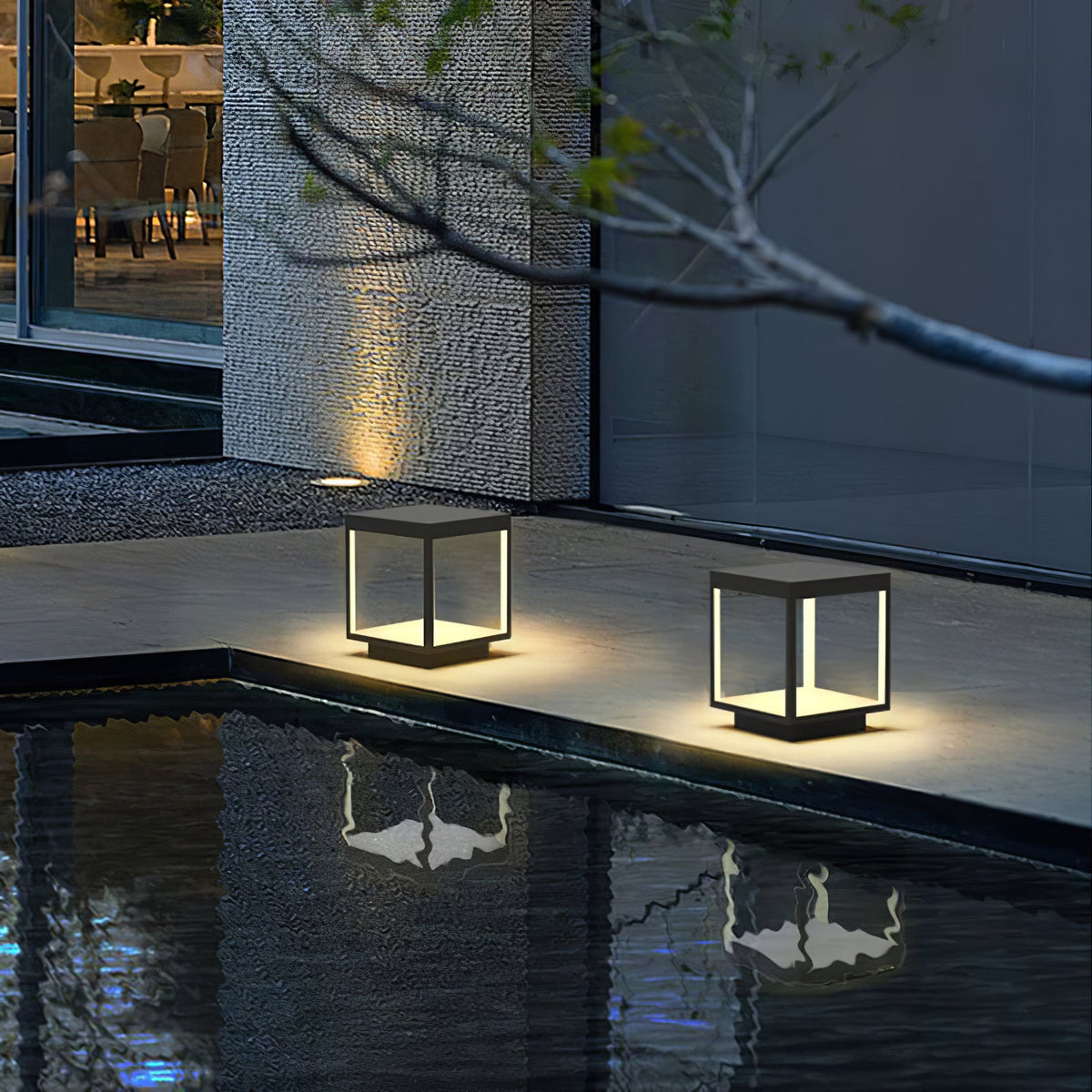 Solar Square Frame Post Light – Modern Waterproof LED Garden Lamp