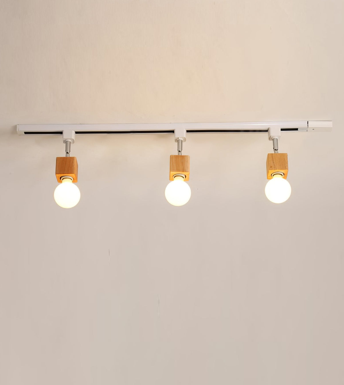 Square Solid Wood Track Ceiling Lamp
