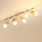 Square Solid Wood Track Ceiling Lamp
