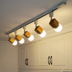 Square Solid Wood Track Ceiling Lamp