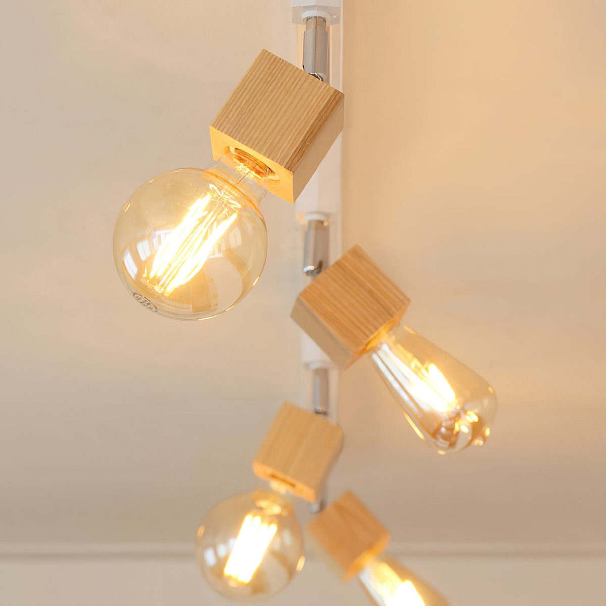 Square Solid Wood Track Ceiling Lamp