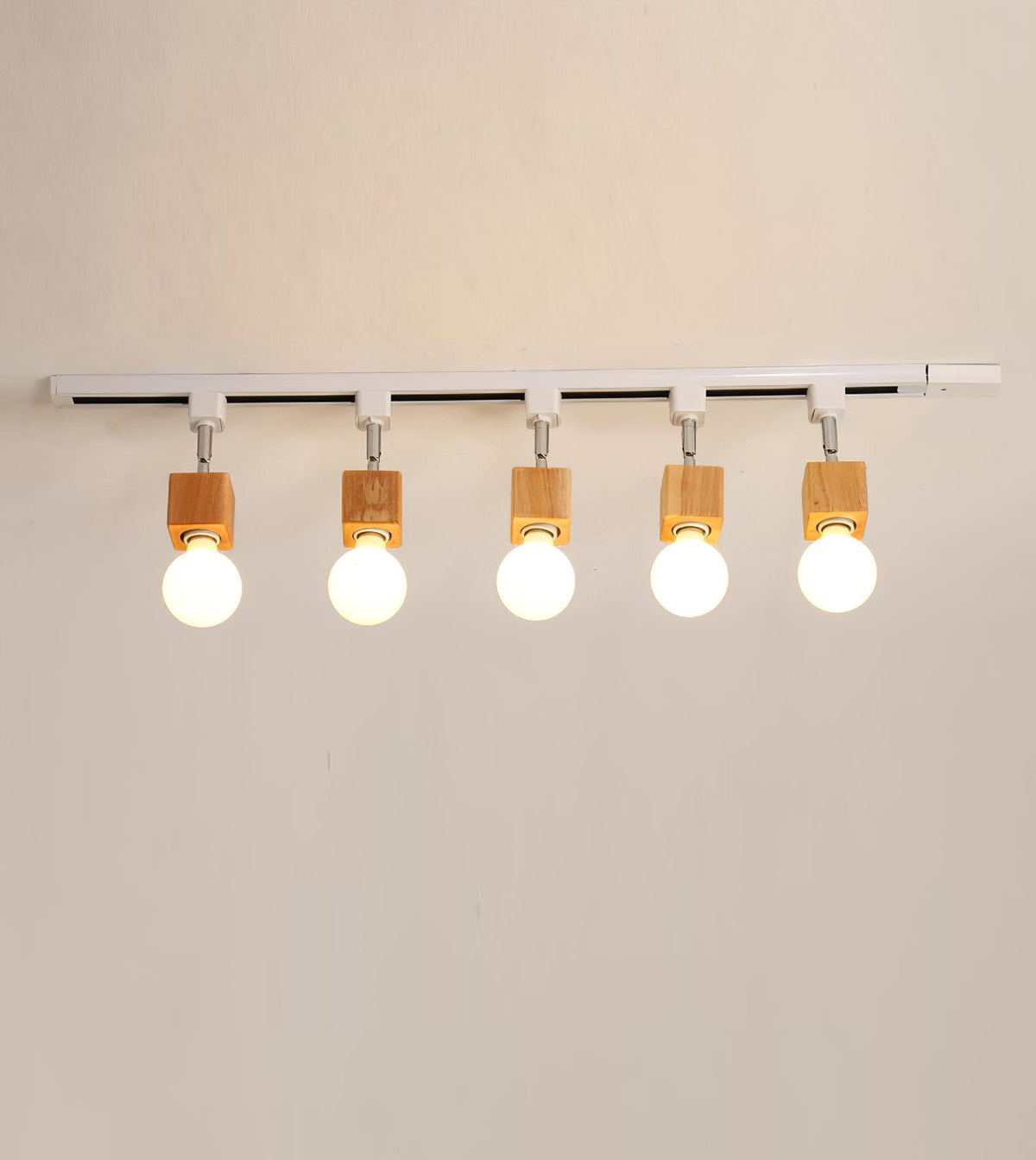 Square Solid Wood Track Ceiling Lamp