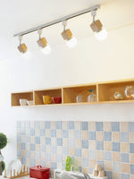 Square Solid Wood Track Ceiling Lamp