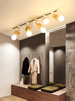 Square Solid Wood Track Ceiling Lamp